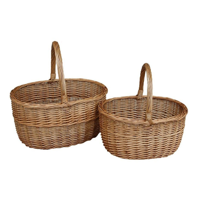 Brambly Cottage 2 Piece Unlined Hollander Shopping Wicker Basket Set